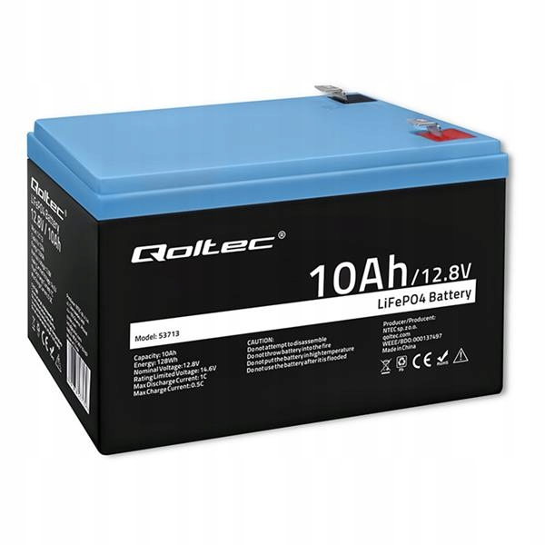 Qoltec Akumulátor LiFePO4 Lithium-železo-fosfátový 12.8 V 10 Ah 128 W