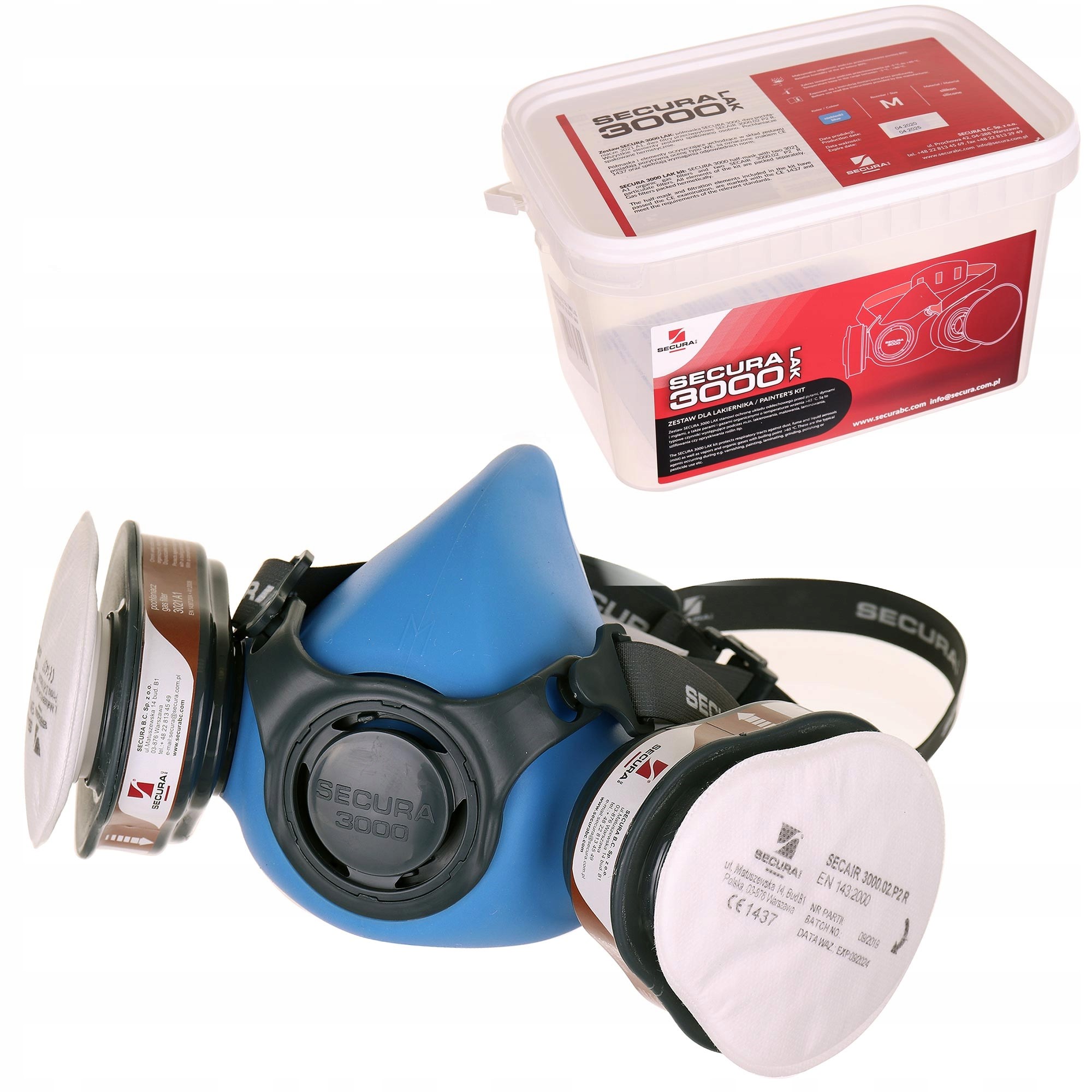 Maska lakiernicza Secura 3000 dla lakiernika z filtrami A1