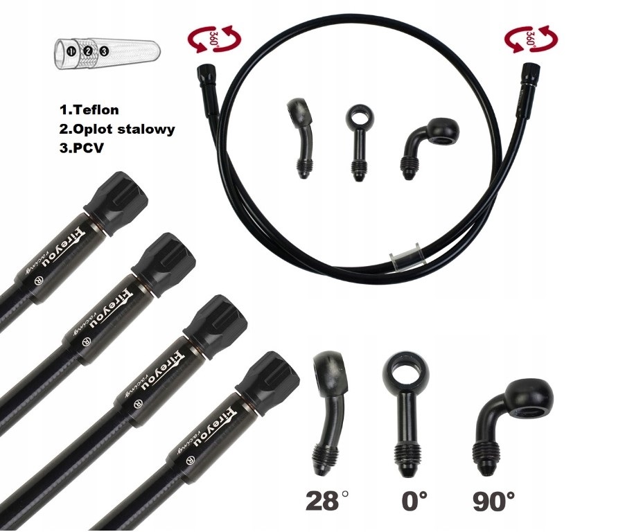 przewód hamulcowy 180cm motocyklowy w oplocie Producent inny
