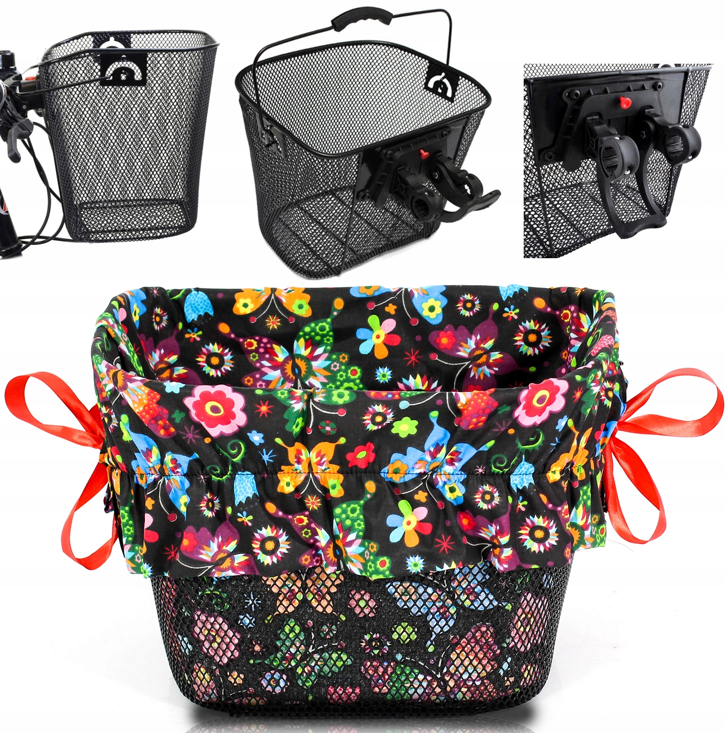 

Kosz Na Rower Metalowy Koszyk Rowerowy Click+wkład