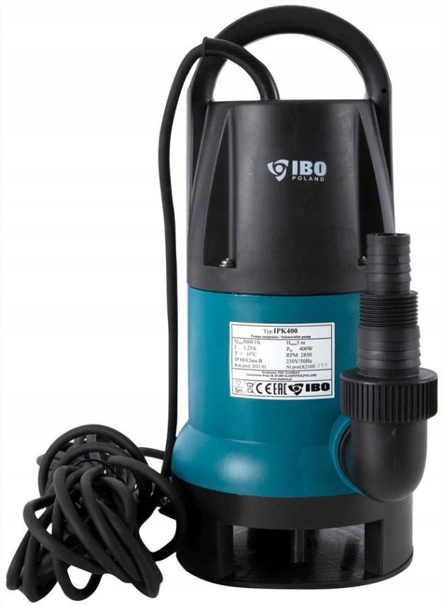 POMPA ZATAPIALNA IBO IPK 400 400W Z PŁYWAKIEM 125l/min Kod producenta IPK400
