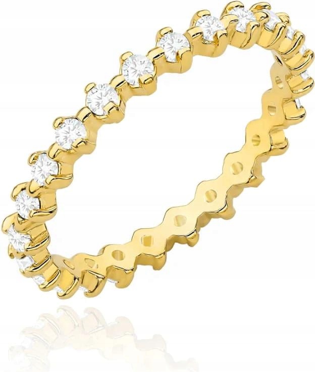 Prstýnek 585 s módními zdobenými bílými zirkony, 1.90 g