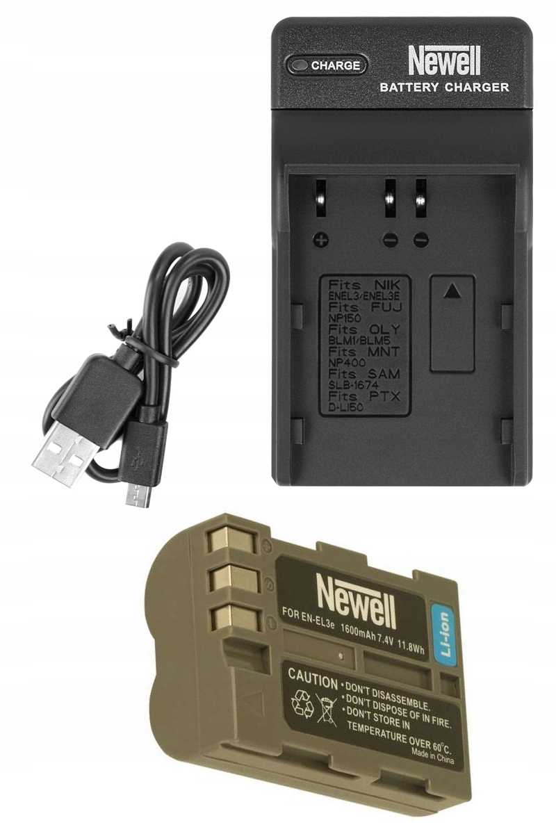 NEWELL ŁADOWARKA USB+AKUMULATOR DO NIKON EN-EL3E D300s D200 D100 D90