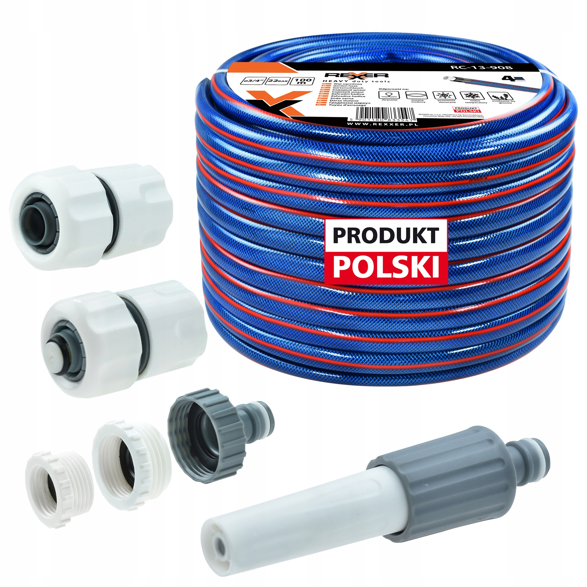 Wąż Ogrodowy 3/4" 100 M Złączki Dysza Zraszająca