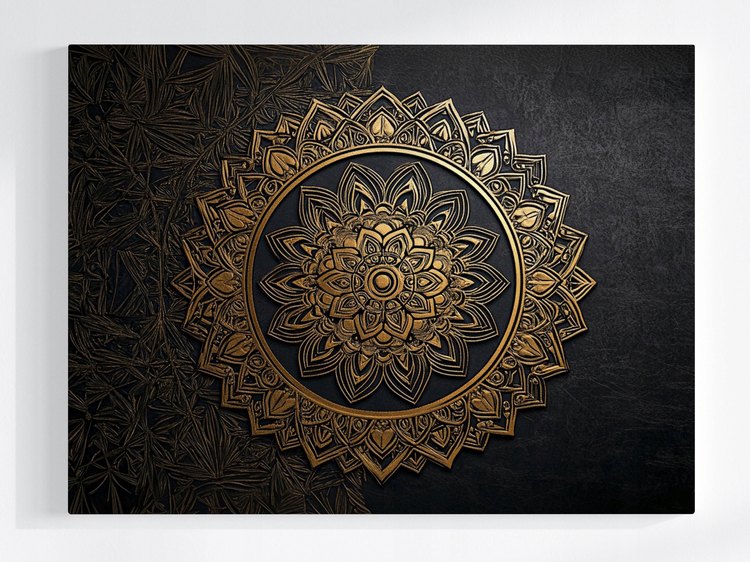Obraz Na Plátně Canvas Mandala Černá Zlato Harmonie Wellbeing Zen 80x60