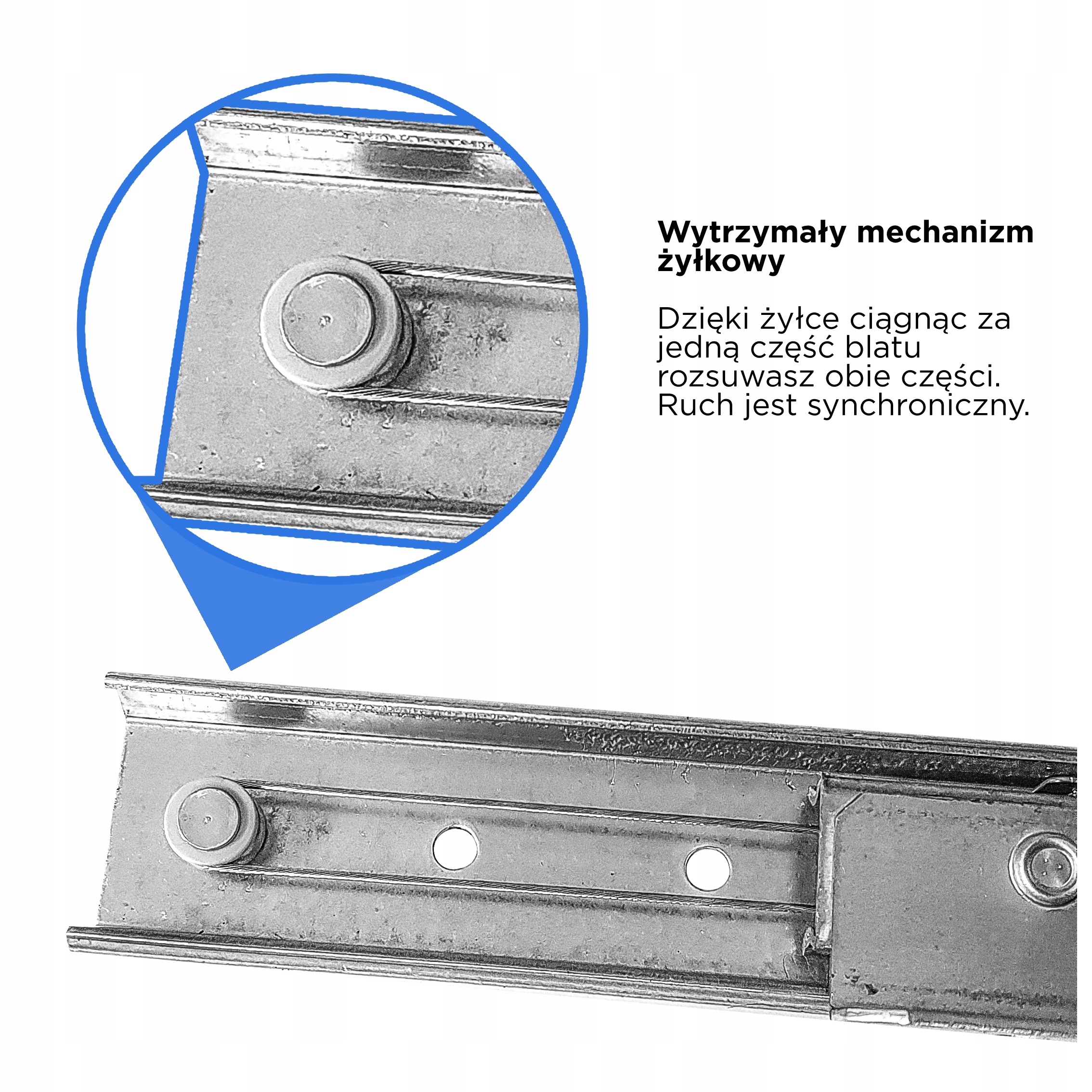 PROWADNICA STOŁU SYNCHRONICZNA-LINKA, 800 MM Wysokość 37 mm