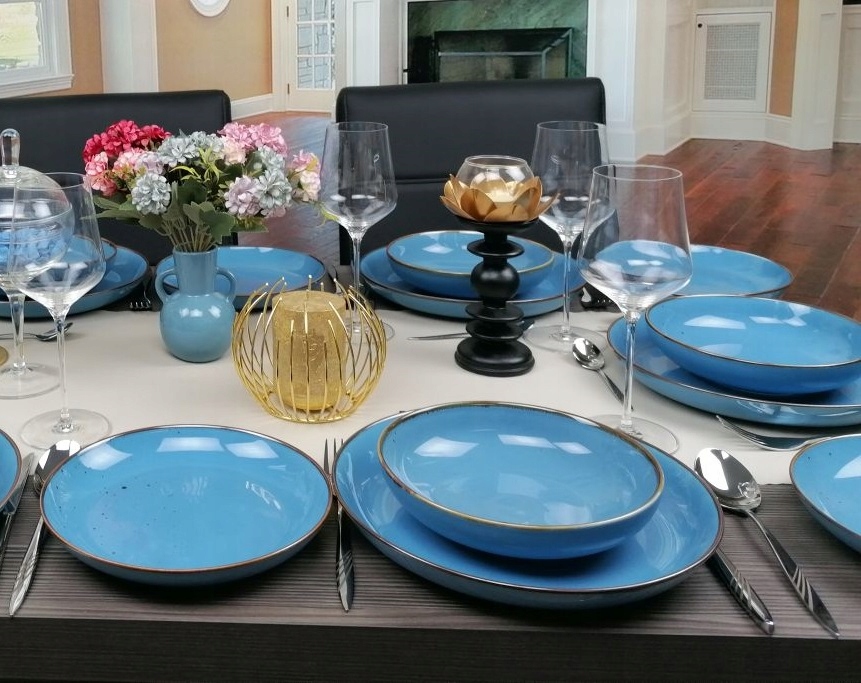 BOGUCICE RUSTIC BLUE SERWIS ZESTAW OBIADOWY 18 EL Linia RUSTIC BLUE