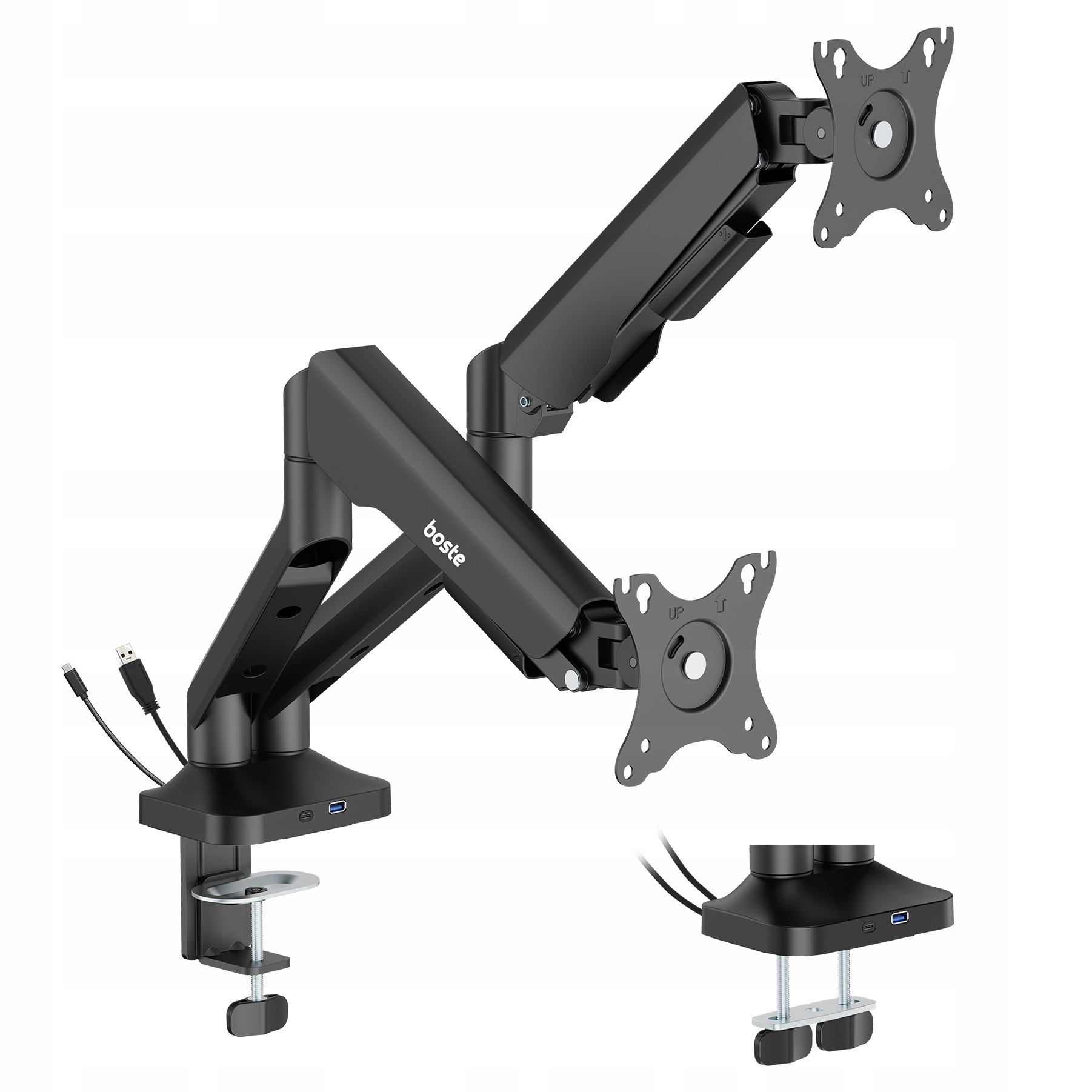 Boste – Robustní Otočný Plynový Stolní Držák Pro Dva Monitory Vesa 17-35''