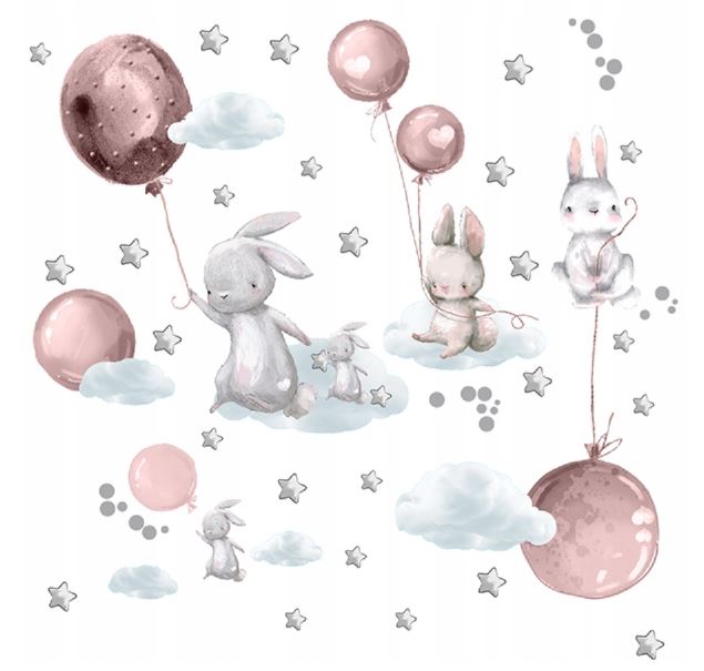 

naklejki dla dzieci na ścianę balony balon królik