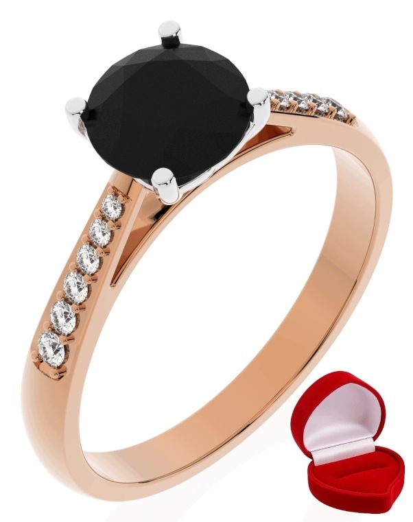 Zlatý Prstýnek 585 14k Brylant Č. 1 ct Růžové Zlato R26