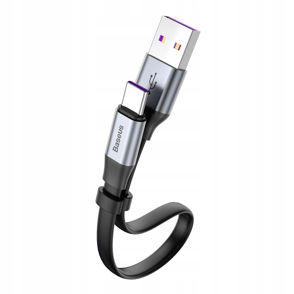 BASEUS płaski kabel USB/USB-C do Huawei SCP 5A 40W Kolor czarny