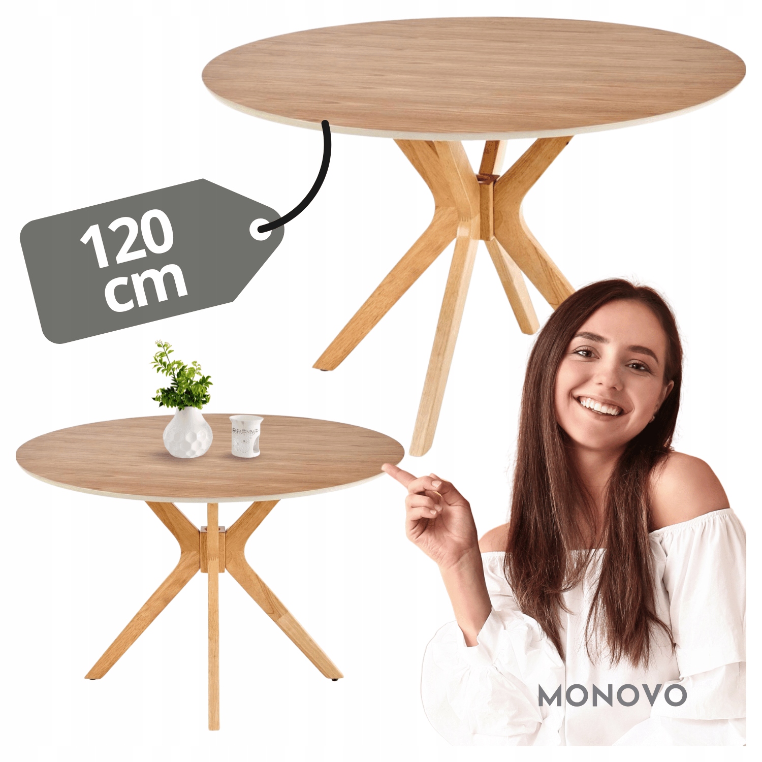 Stół Okrągły do Jadalni Boho Nicolas Dąb Naturalny