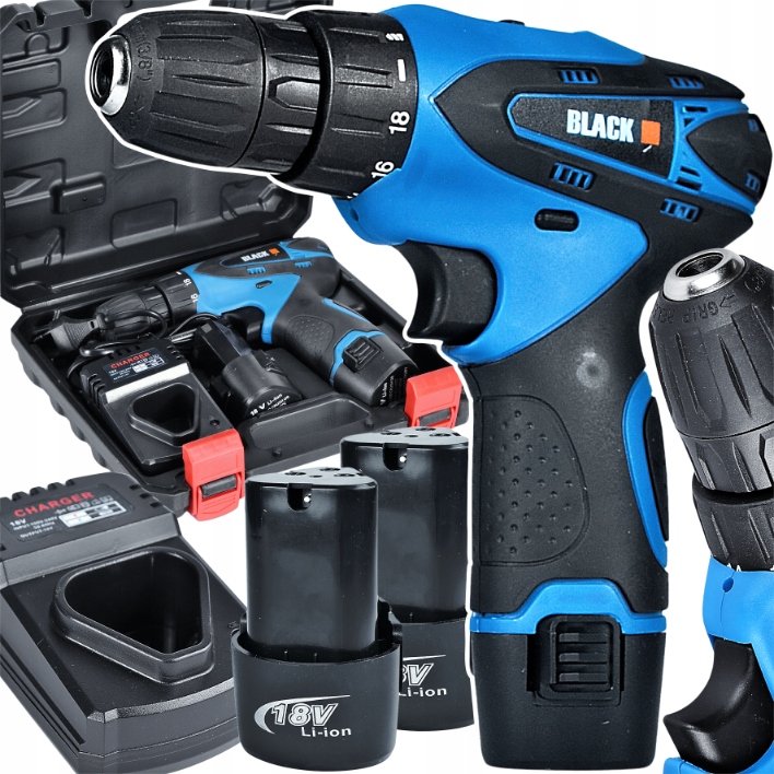 ZESTAW WKRĘTARKA BEZPRZEWODOWA 18 V 2 x BATERIA + WALIZKA BLACK