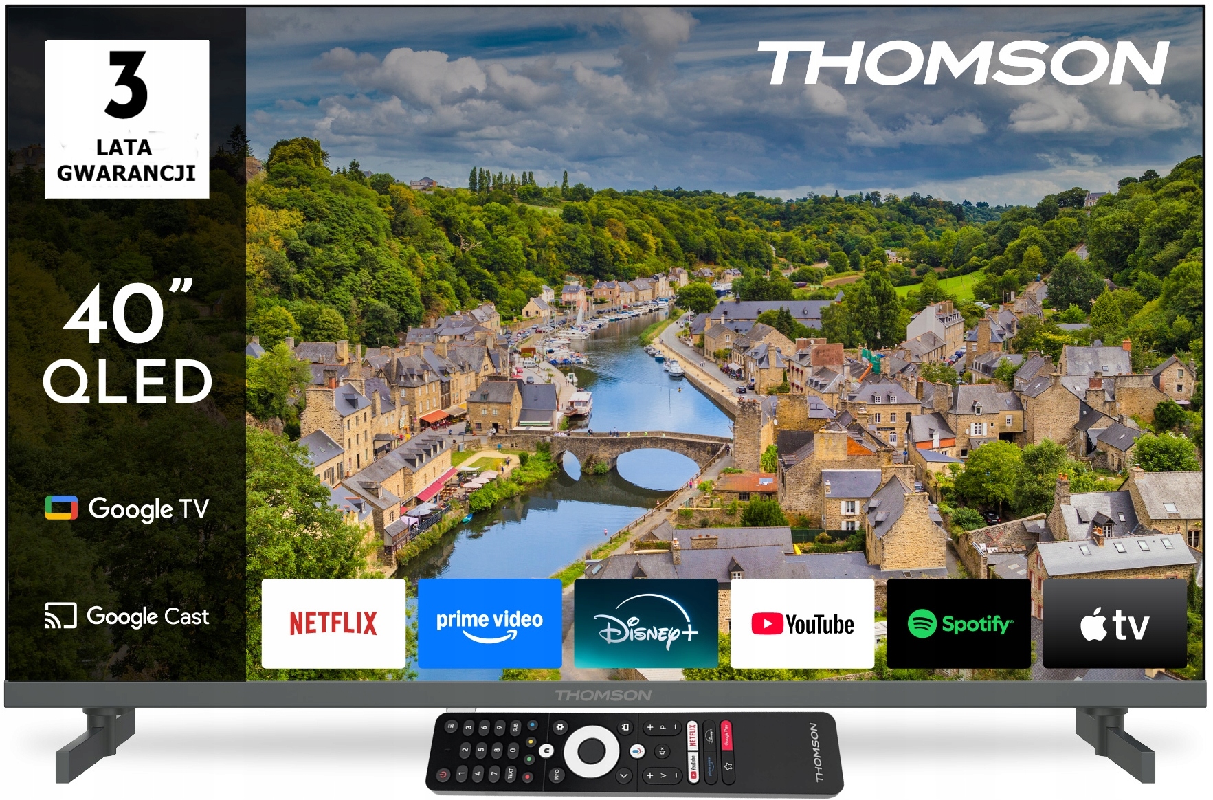 Telewizor 40” Thomson 40FQG3S15 QLED Google TV, FHD, bezramkowy