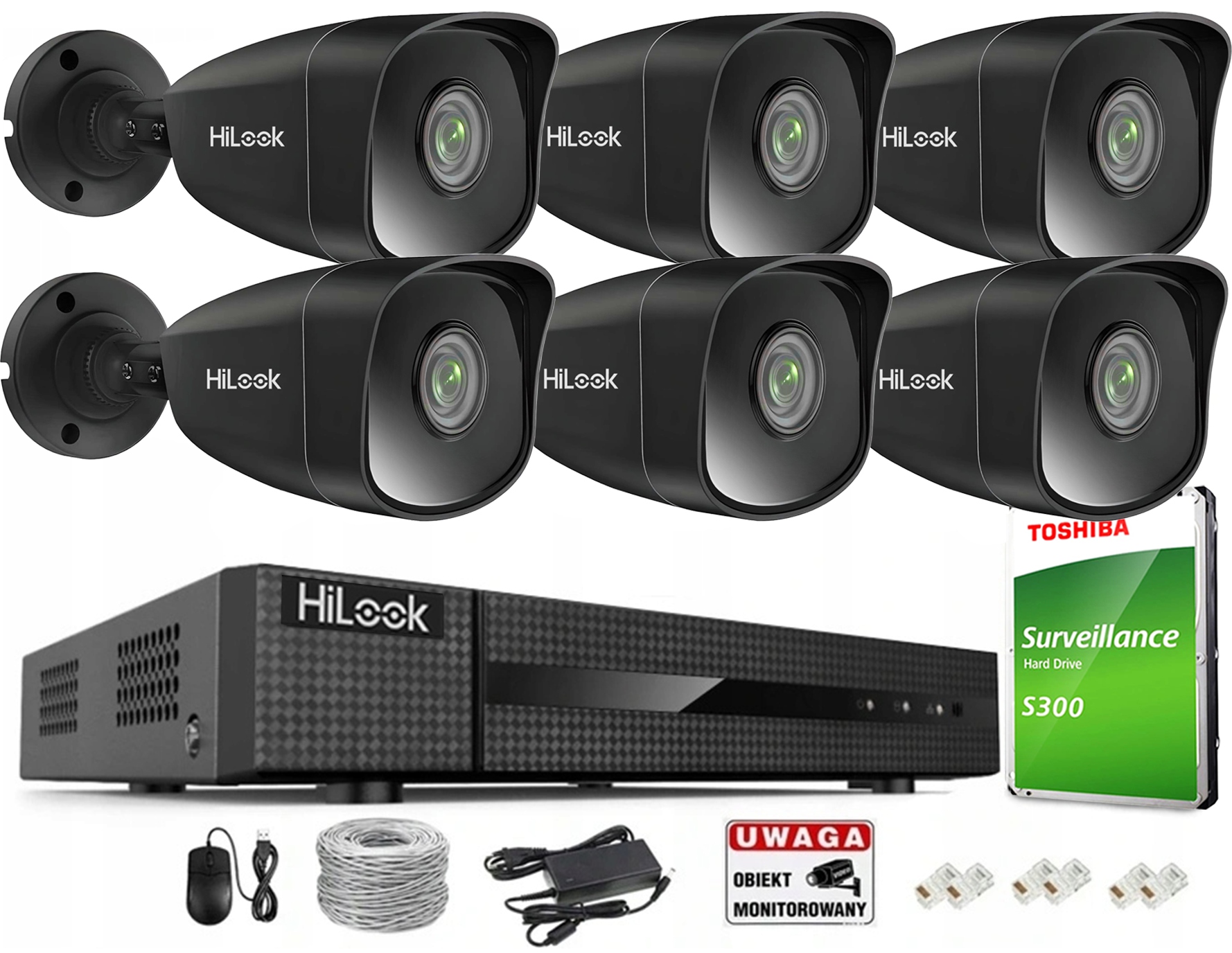 Sada na monitorovanie Ip 6 kamier IPCAM-B5 Black 5 Mpx PoE Aplikácia Detekcia