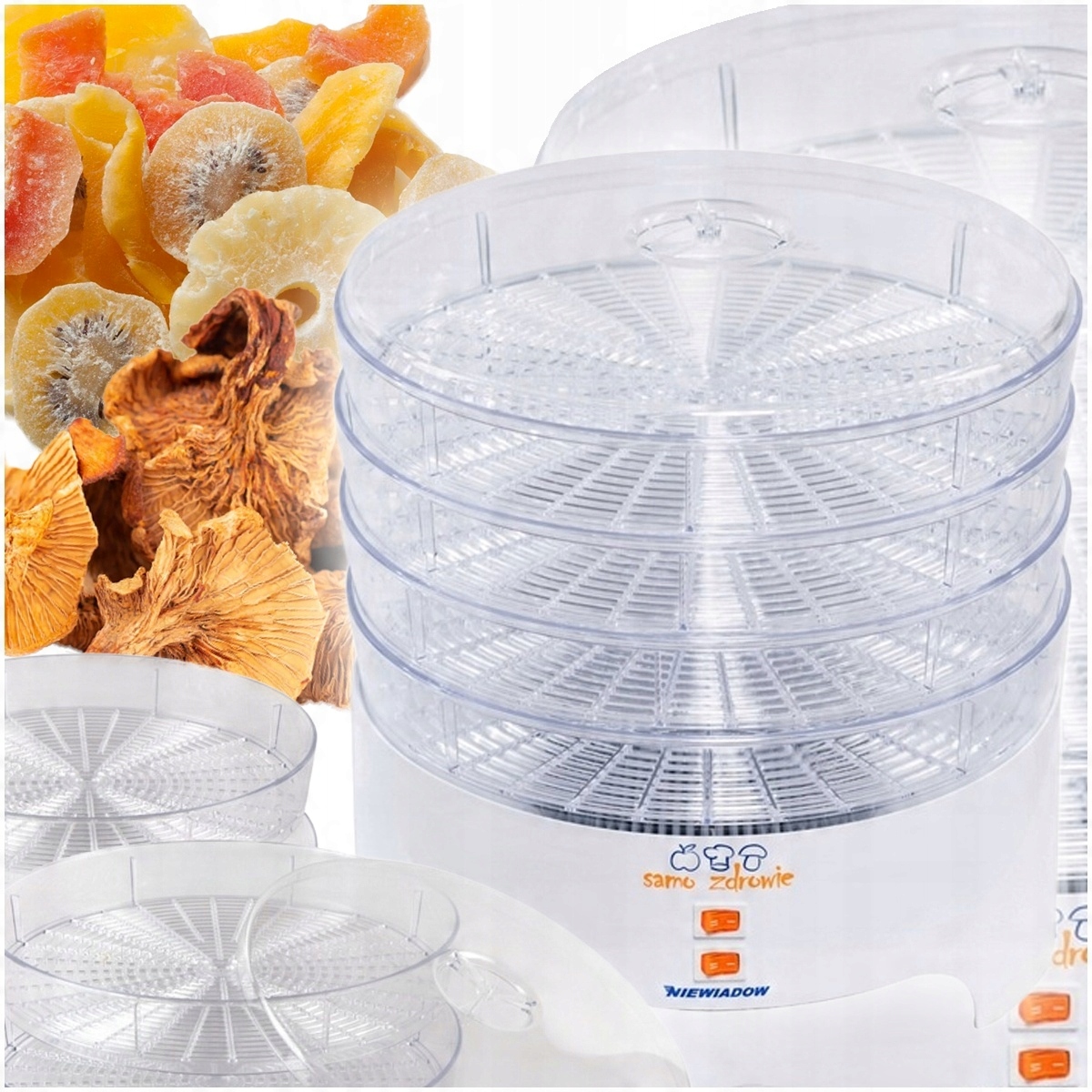 Sušička Hub Ovoce Zeleniny Bylin Niewiadów 500 W 4 Síta Dárek Nůž
