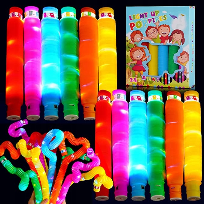 RURKI POP TUBE LED ZESTAW 6 SZT XXL DUŻE TUBY 66cm ŚWIECĄCE Marka bez marki