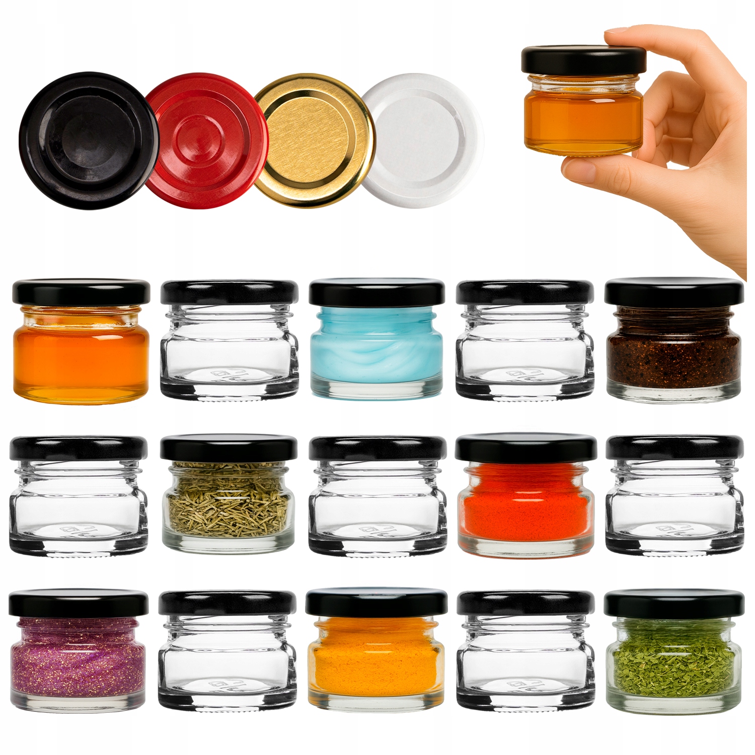 100 x Sklenice malé 30 ml Sklenice Na Koření Med Zavařeniny Džem Kosmetika