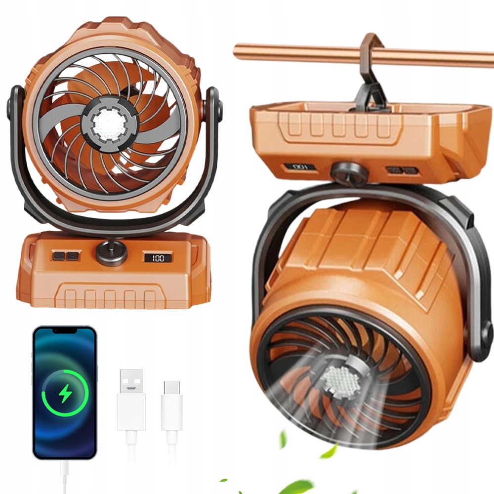 Portable Ventilátor S Osvětlením, 3 Režimy Jasu Pro Turistiku