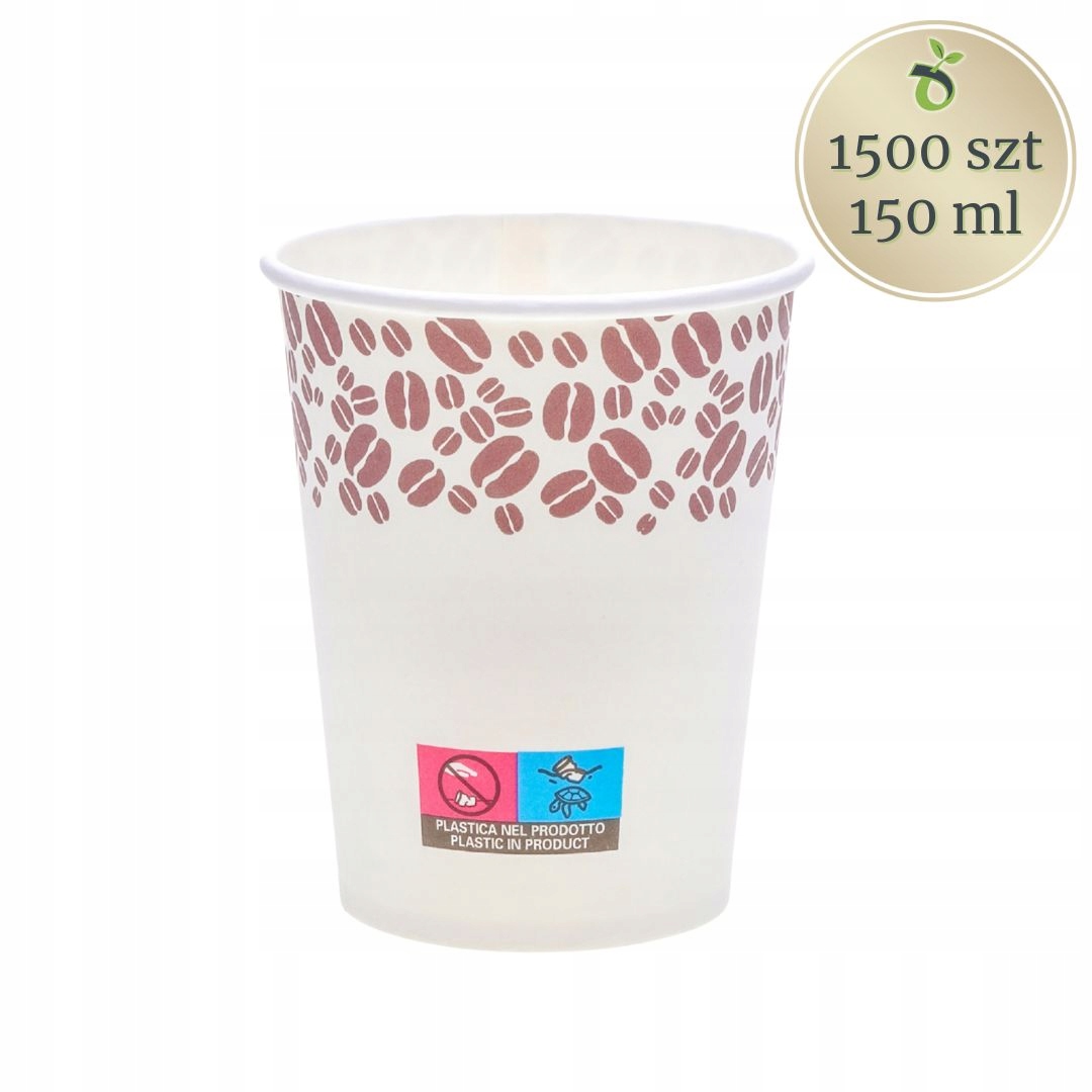 1500 ks Papírový hrnek bílý na kávu nebo čaj 150 ml s potiskem