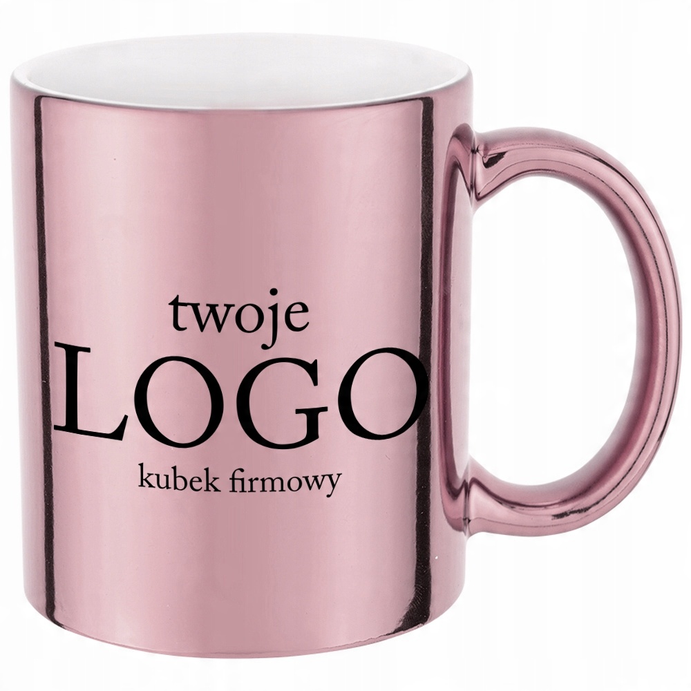 

Kubek Różowy Błyszczący Twoje Logo do Firmy Salonu