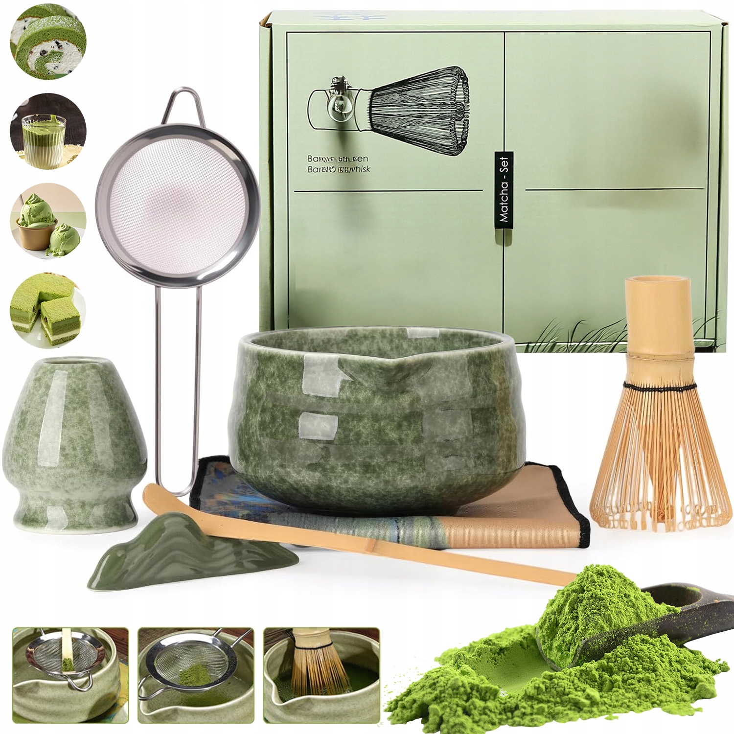 Levně Dárková Sada 8KS Na Čaj Matcha Sada Na Vaření Matchy Lžíce