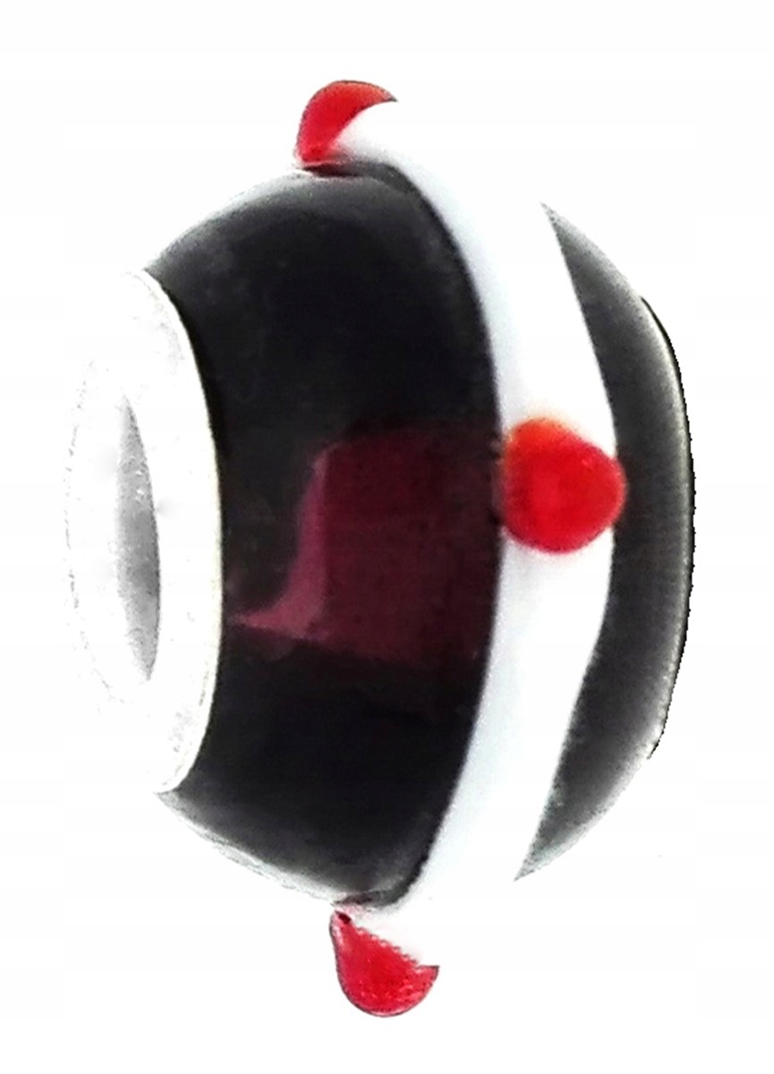 

Zawieszka beads szklany ciemnofioletowy z białym