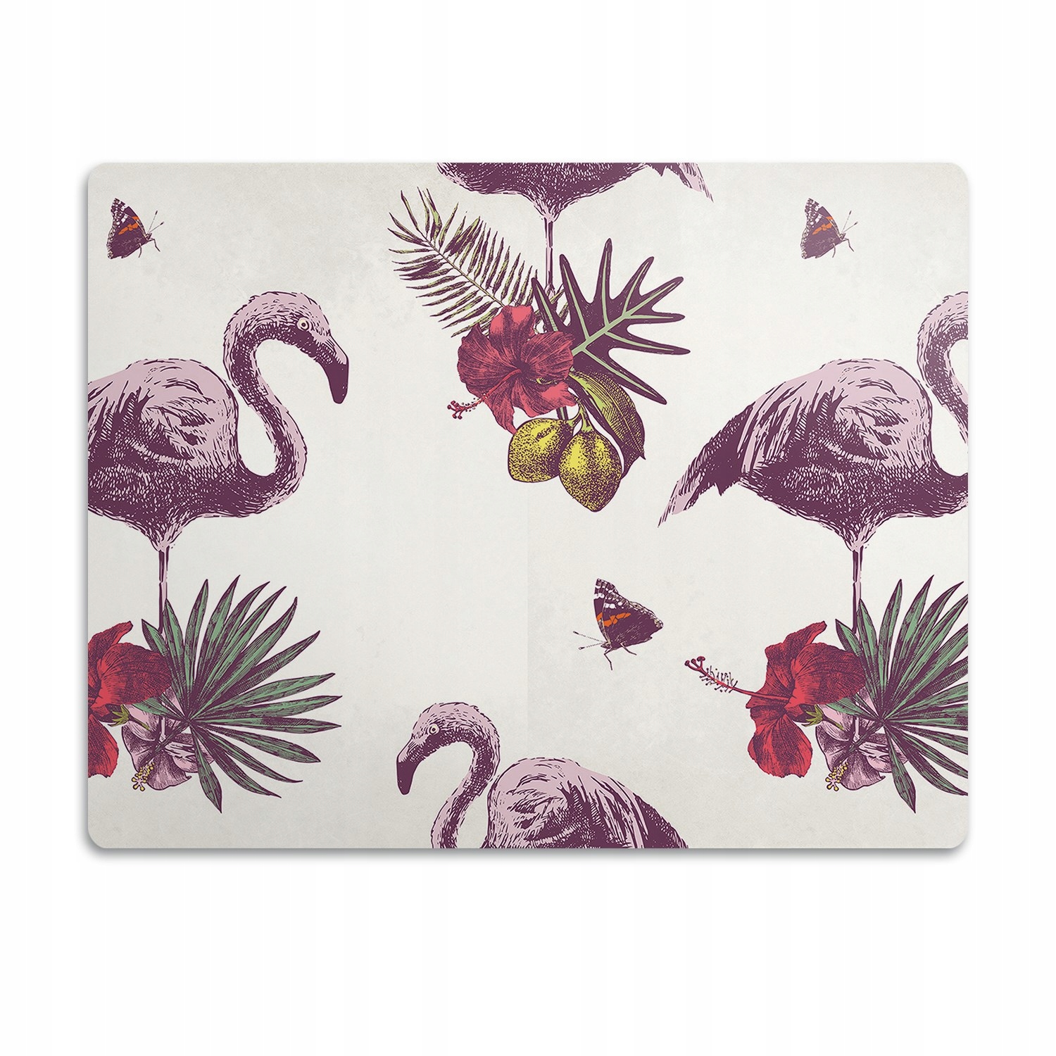 Levně Voděodolná podložka pod misku Plameňáci s květinami 90x60 cm