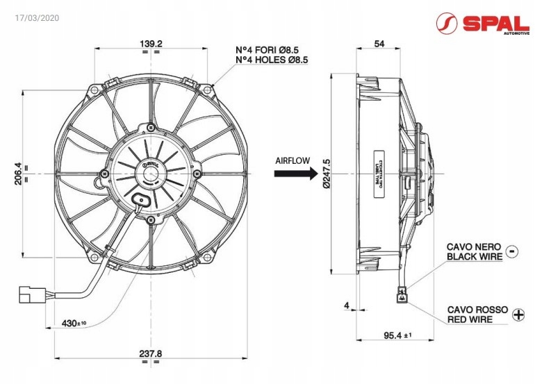 WENTYLATOR SPAL 12V VA02-AP70/LL-52A 225mm SSĄCY Producent części Spal