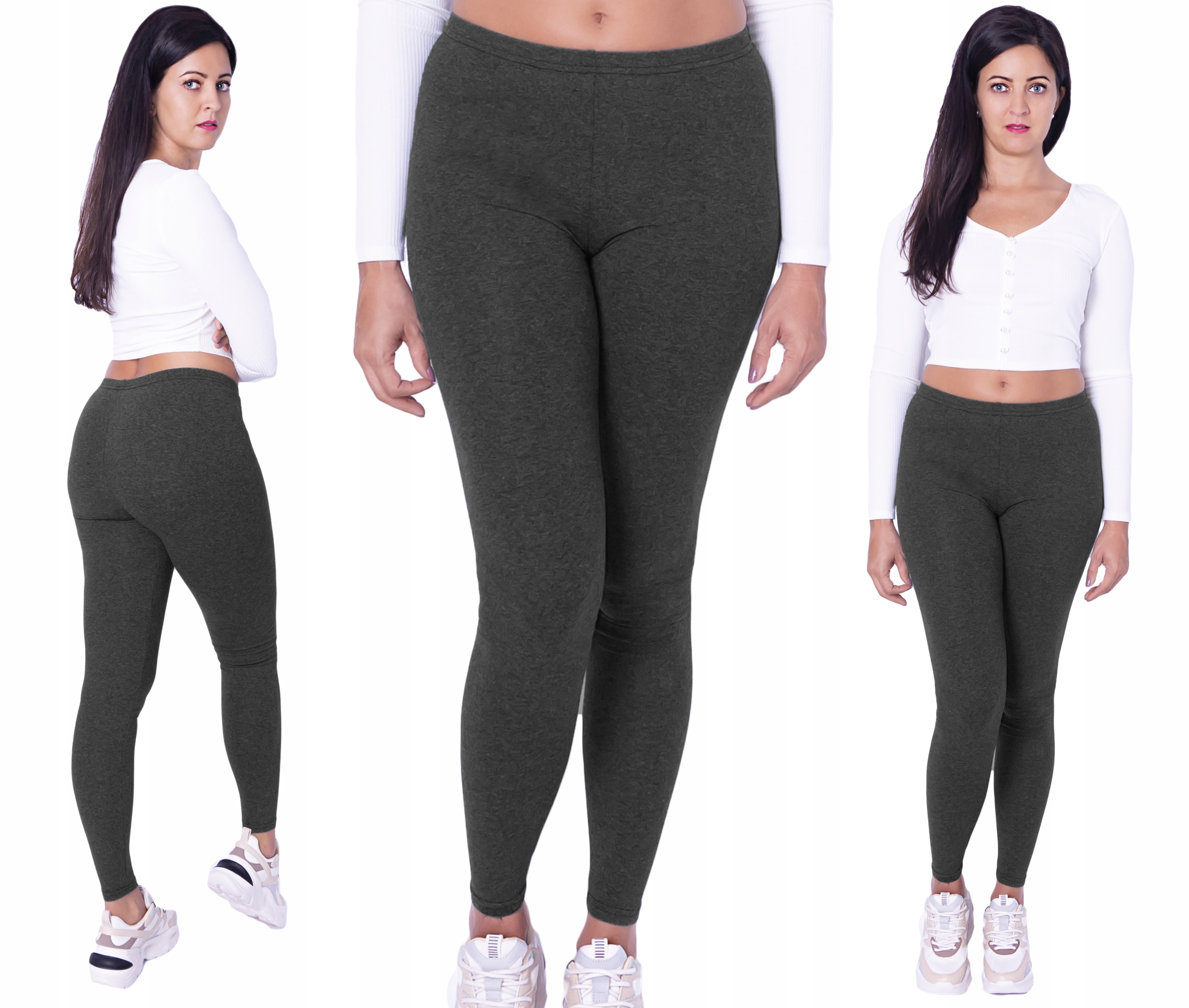 

Legginsy Bawełniane Getry długie Grafit rozm: L