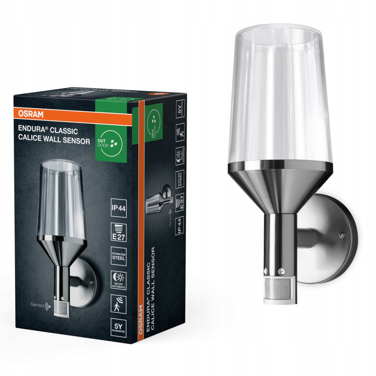 Ledvance Osram Endura Classic Calice nástenná lampa E27 snímač pohybu