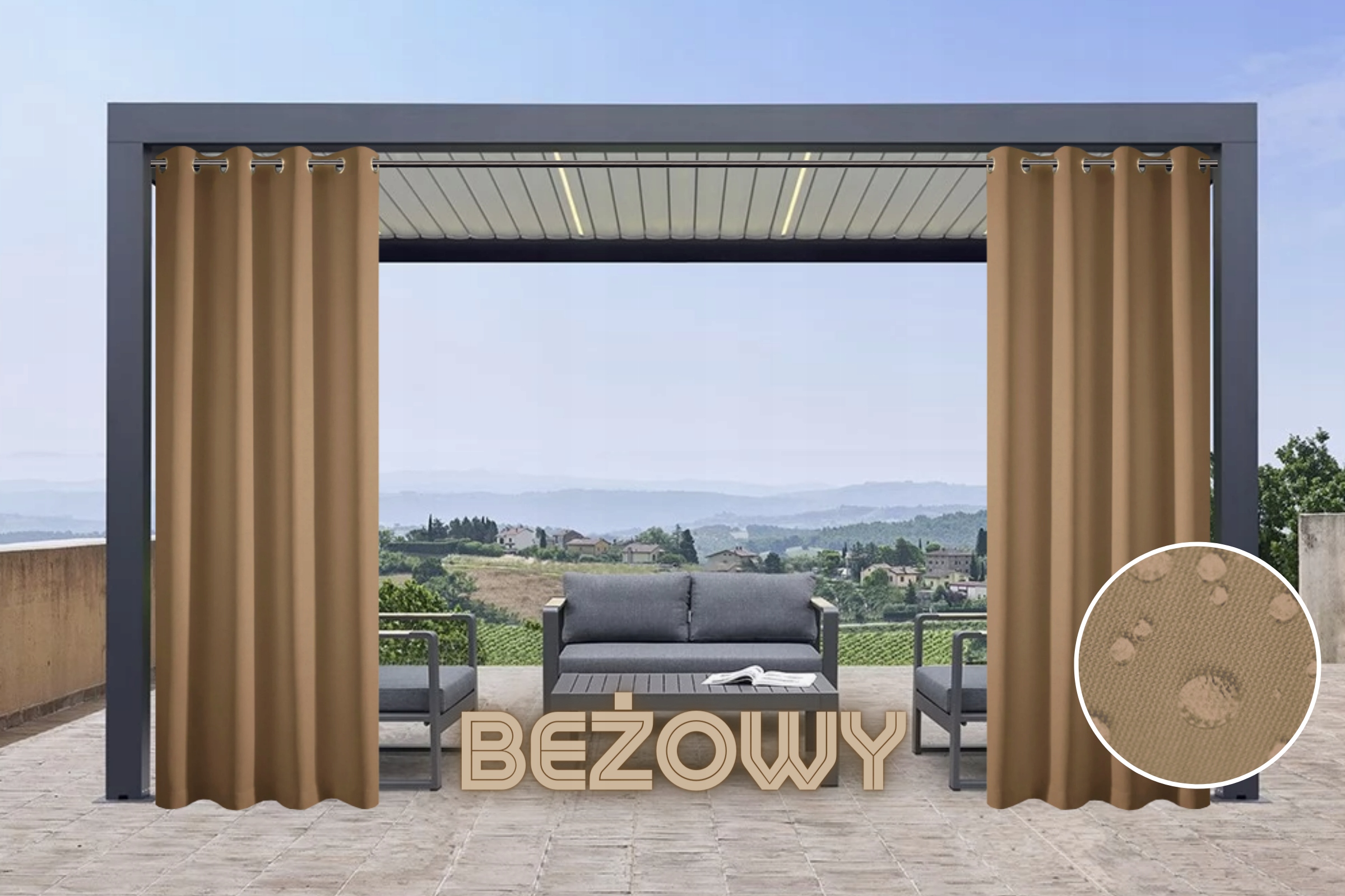 ZASŁONA WODOODPORNA 155x240 NA TARAS OGRÓD BALKON Liczba ścianek bocznych brak