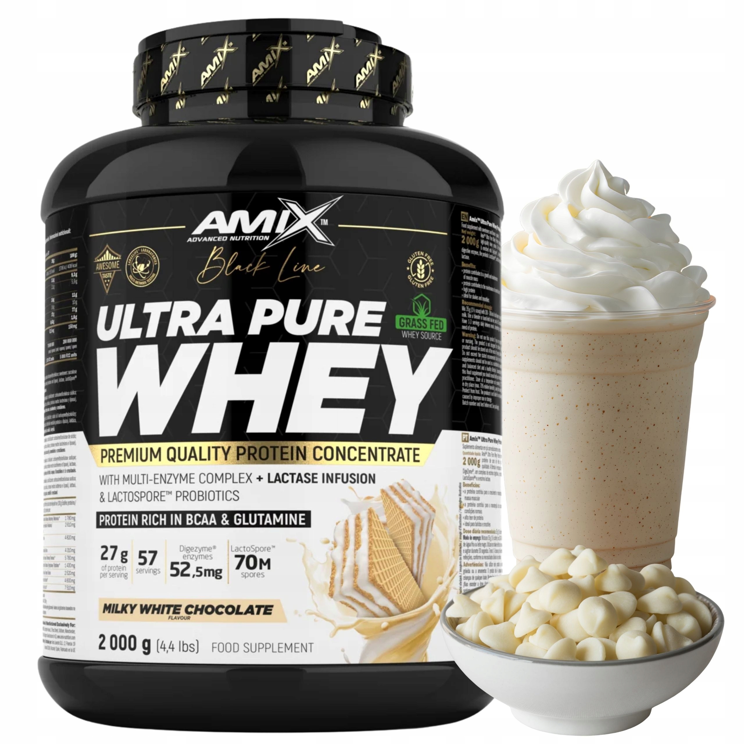 Wpc protein Amix Ultra Pure Whey Bílá Čokoláda Protein 2000 g