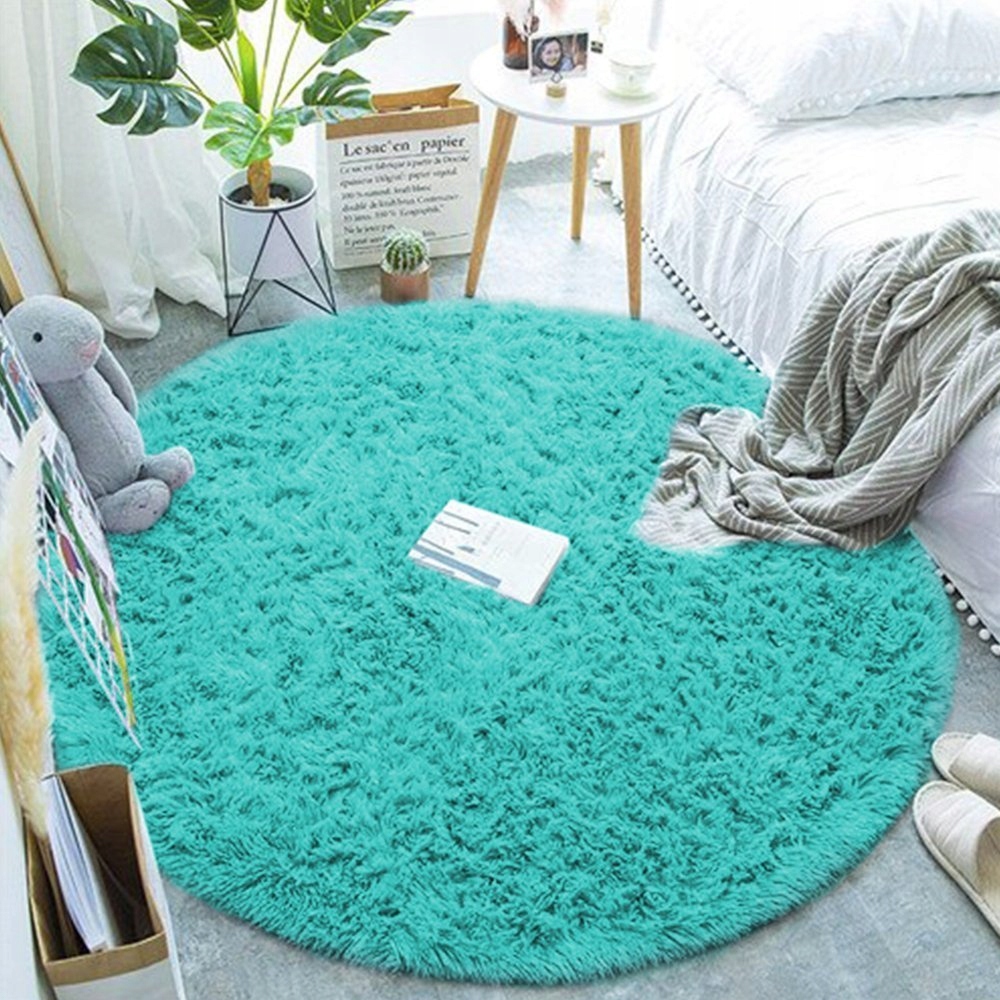 Kruhový koberec Shaggy Strado 200x200 TurquoiseSea (Turkusový)