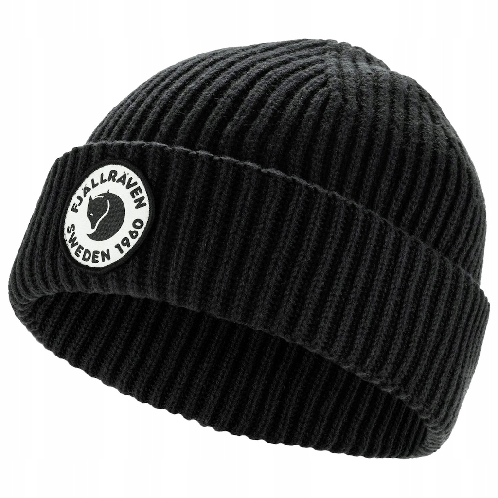 Čepice zimní dokerka z Merino vlny Fjallraven 1960 Lite Logo Hat Černá