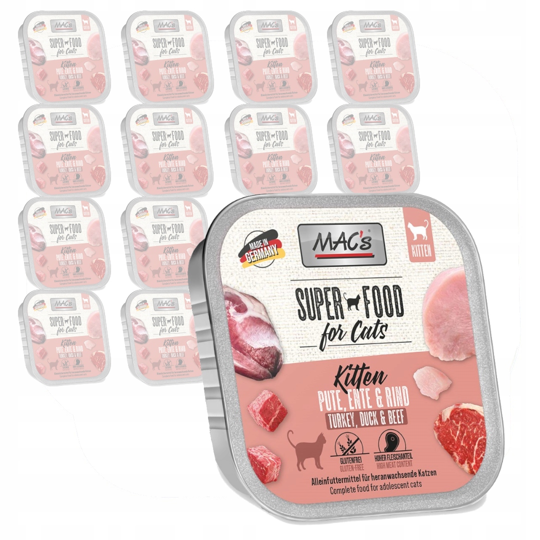 MAC's Kitten 16x100g Vlhké Krmivo pro koťata s krůtím masem a hovězím masem