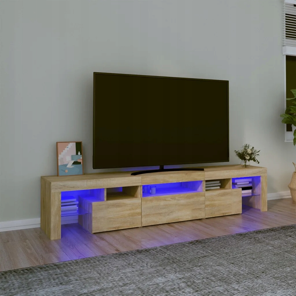 Tv skříňka s Led osvětlením dub sonoma 200x36,5x40 cm Hnědá 3152812
