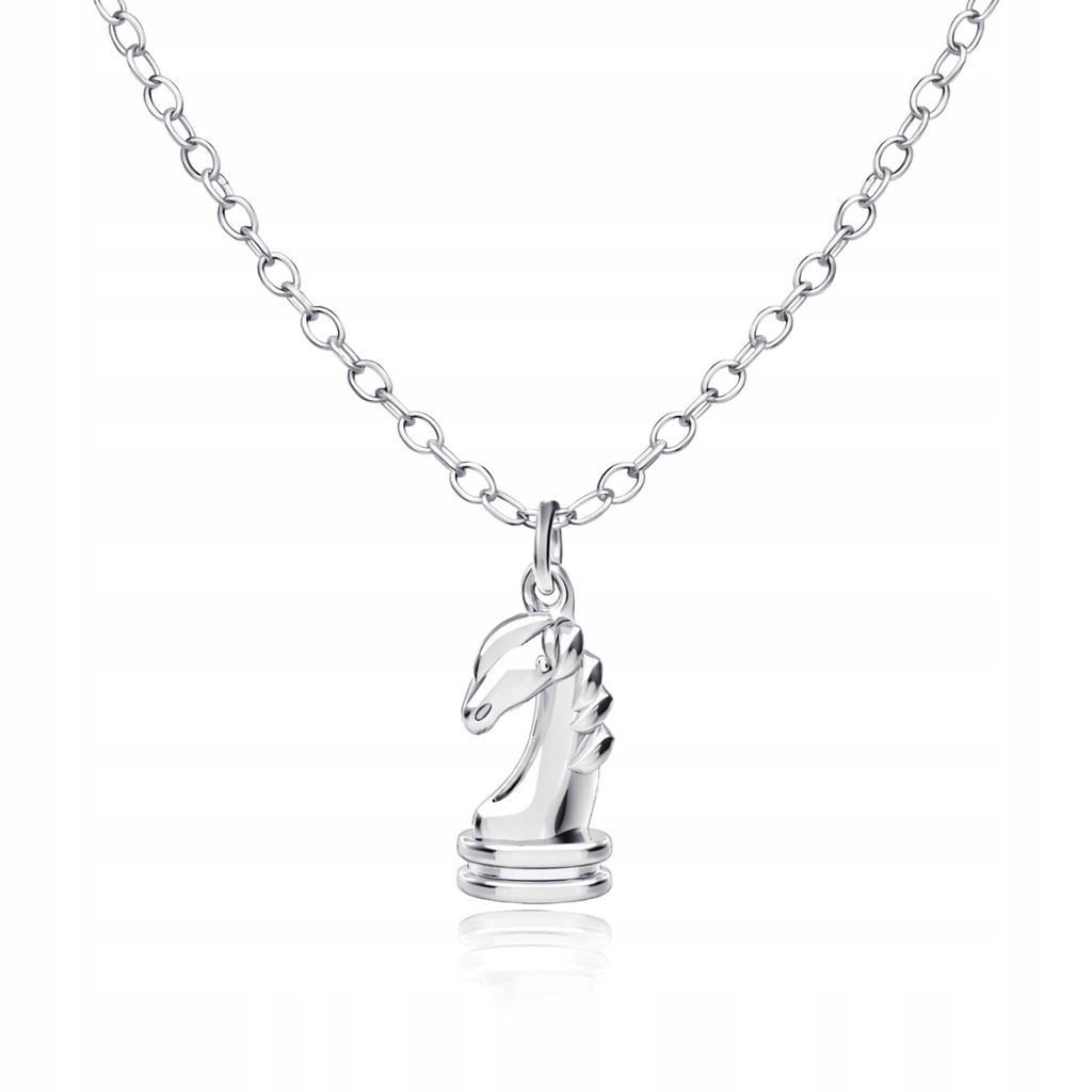 Skoczek Šachový Koník Šachy Stříbrný náhrdelník rolo oval 50 cm stříbro 925