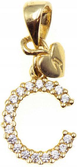 Zlatý přívěsek 585 písmeno C s zirkony 0,65 g, módní vzor na řetízek