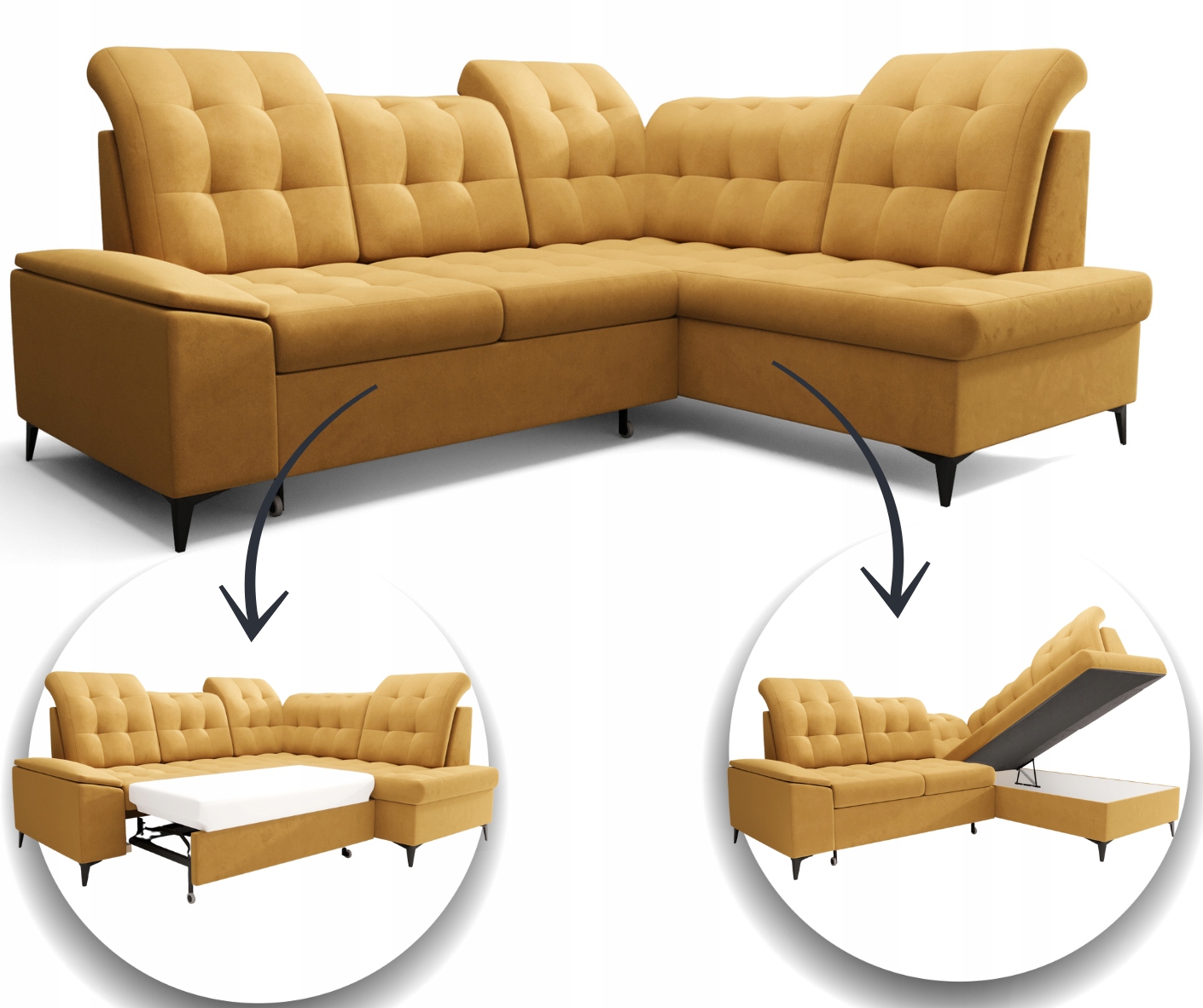 Rohová Sedací Souprava Rozkládací 268X210 Kontejner Funkce Spaní Skladová Nabídka Sofia