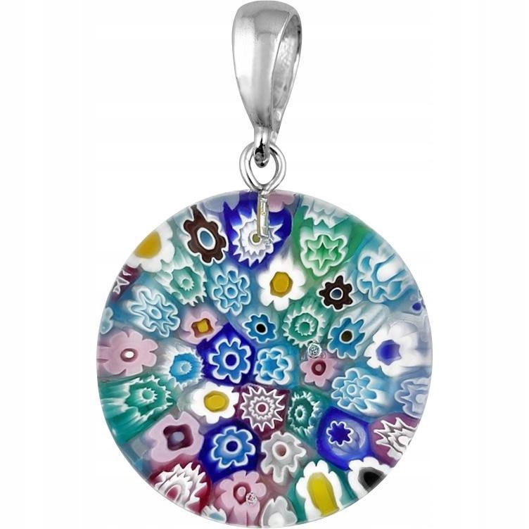 Dámský vícebarevný přívěsek Harf sklo murano kolečko