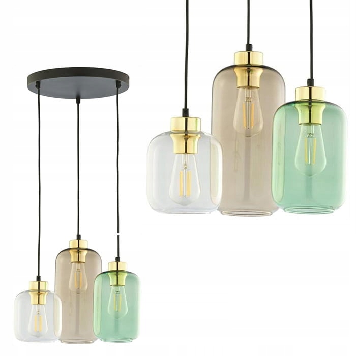 Závěsná lampa Marco Green na kulaté rozetě se třemi stínidly Tk Lighting