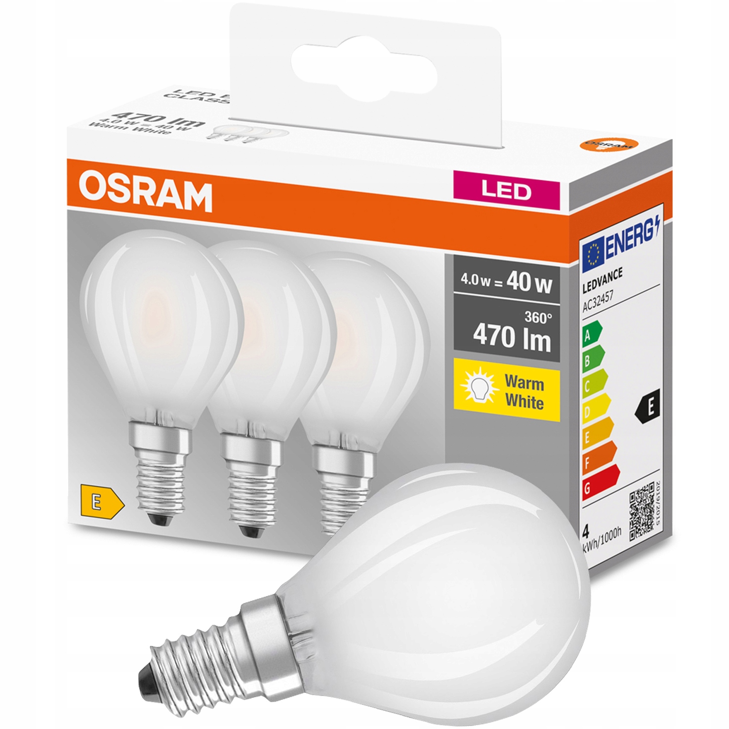 

Żarówka Led E14 Kulka 4W 40W 2700K Osram 3PAK