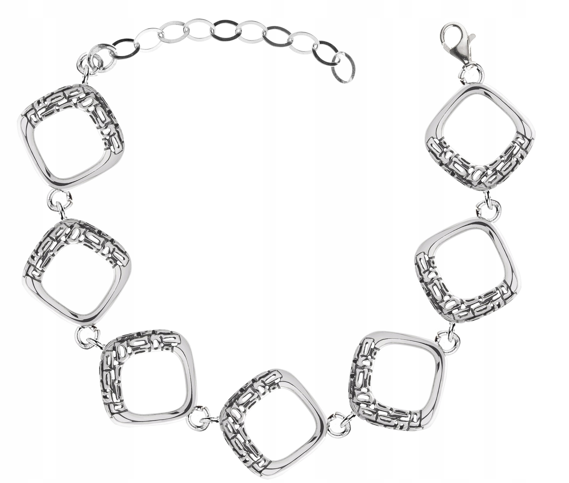 

Bransoletka Srebrne Ażurowe Kwadraty pr.925