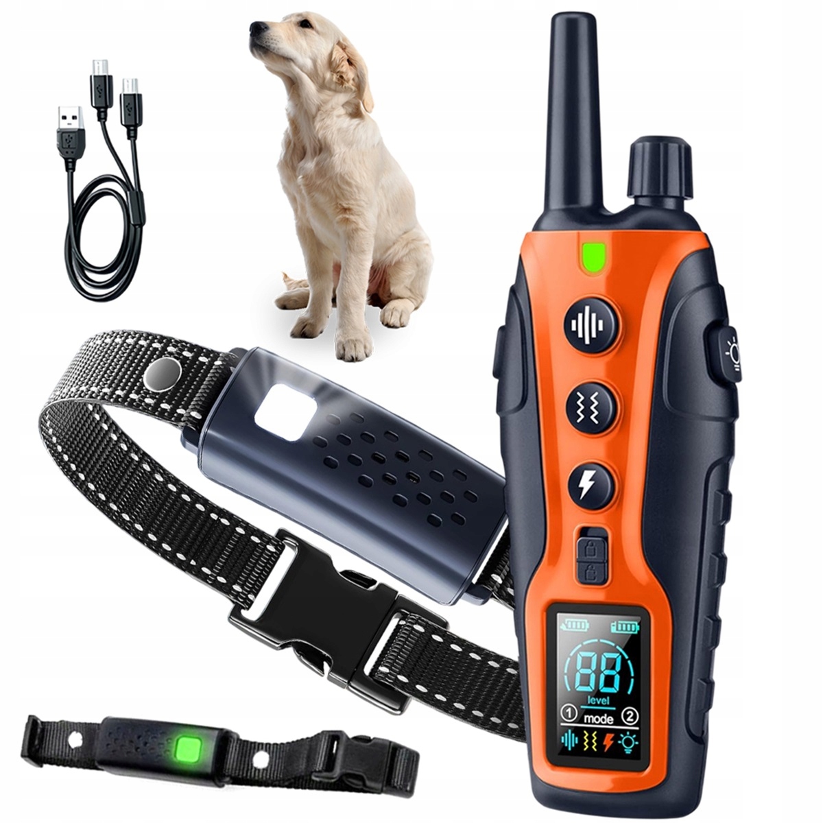 Levně Voděodolný Elektrický Obojek 500 Mah S Dálkovým Ovládáním 1000 M, Dosah Led 4-61 CM, Psi