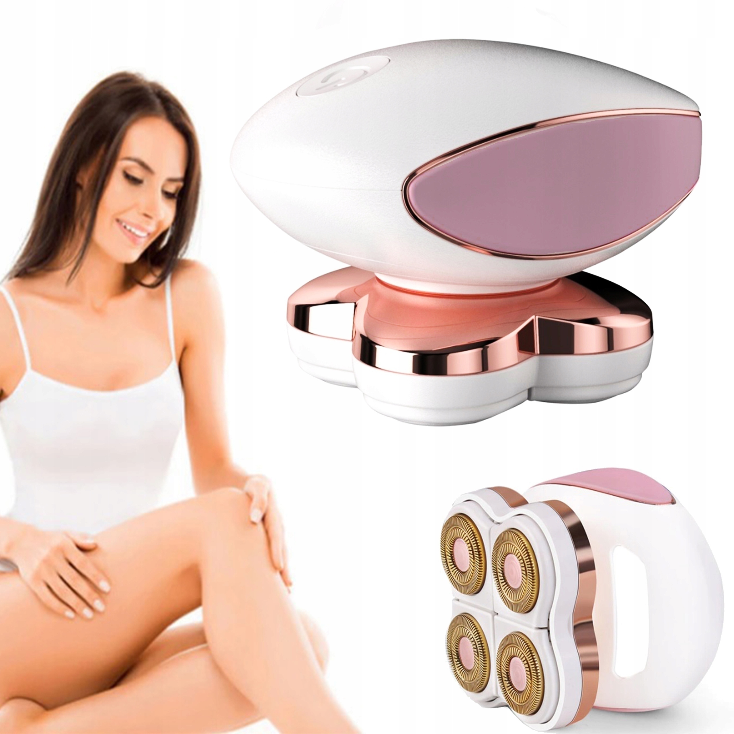 DEPILATOR DO CIAŁA GOLARKA DAMSKA USB LED + trymer do brwi Flawless Brows Model Maszynka do nóg golarka do ciała