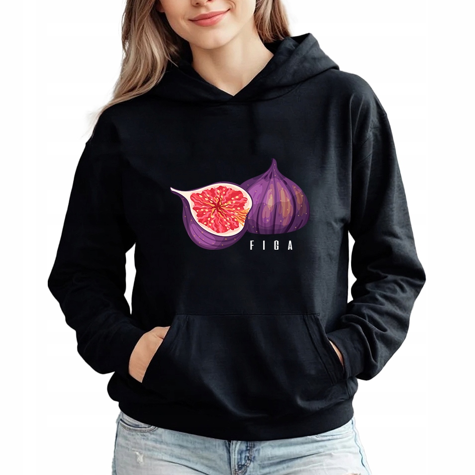 Mikina Černá S Kapucí jako Dárek k narozeninám Ovoce Figa XXL