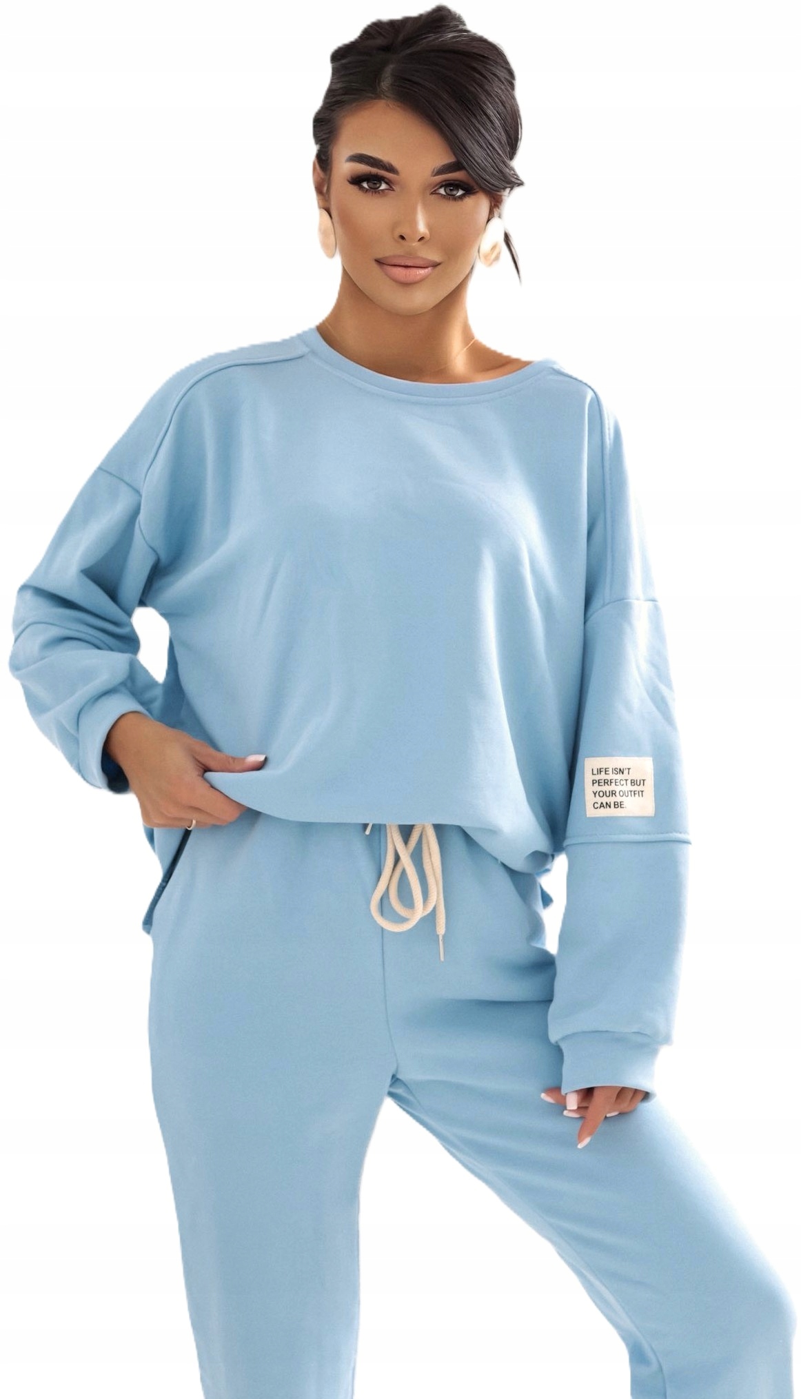 Dres komplet dresowy bawełniany błękit naszywka U