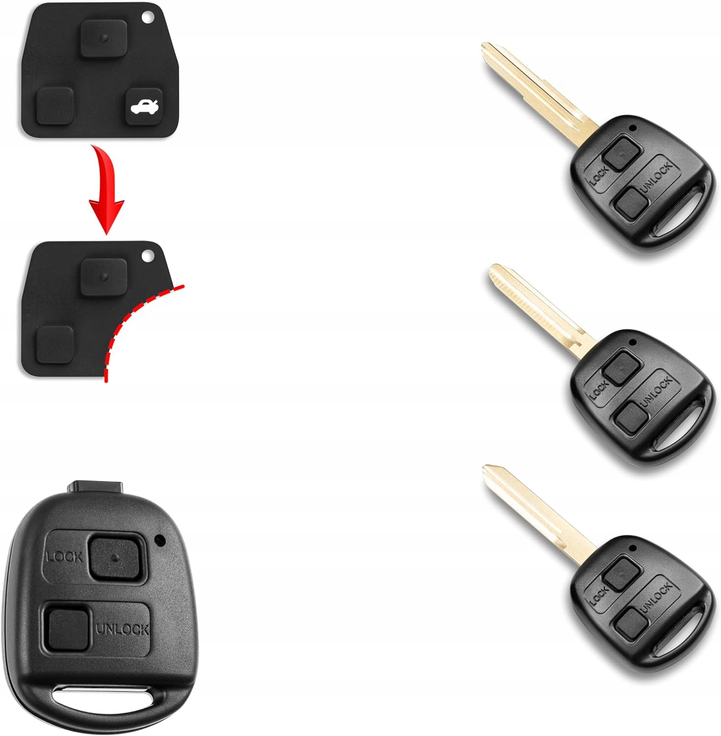 PRZYCISKI DO OBUDOWY KLUCZYKA PILOTA TOYOTA AURIS COROLLA YARIS RAV4 PRIUS Numer katalogowy części TO-223