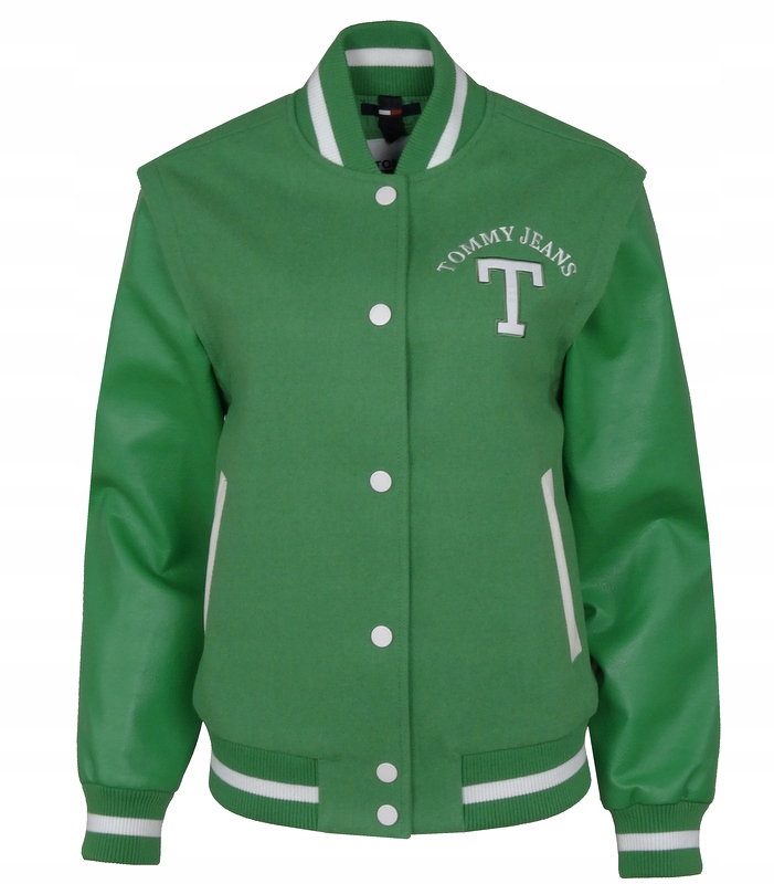 Tommy Jeans Dámská baseballová bunda s odnímatelnými rukávy, zelená, S
